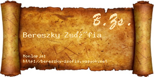 Bereszky Zsófia névjegykártya